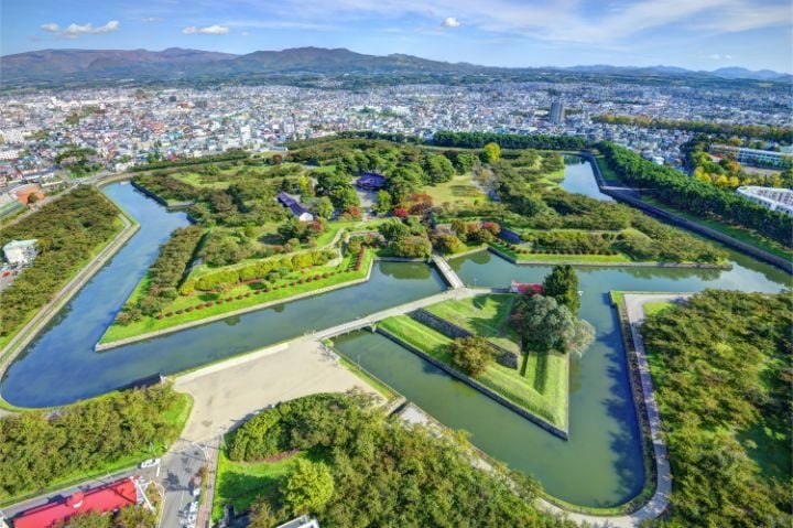 vue aerienne forteresse hakodate japon go voyages